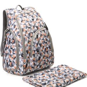 ECOSUSI Diaper Backpack Fully-Opened Baby Nappy Bag Changing Pad Bag Orange gray